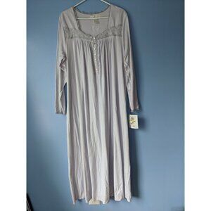 ** NEW ** EILEEN WEST Cotton Long Sleeve Lace Ballet Nightgown Medium Lilac